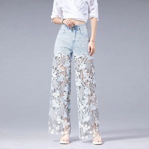 Butterfly lace jeans, size M